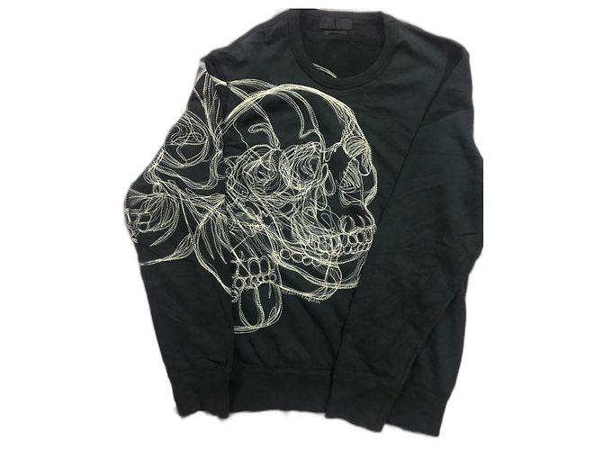Felpa Alexander McQueen con Design Teschio Nera in Cotone Nero