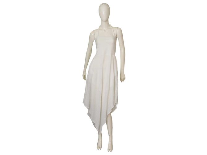 Autre Marque Kiohne Sommerkleid aus weißer Baumwolle asymmetrisch Halterneck S