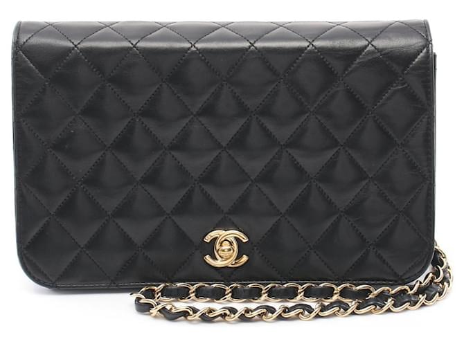 Chanel CC Matelasse Full Flap Bag  Leather Shoulder Bag Black  ref.1569979