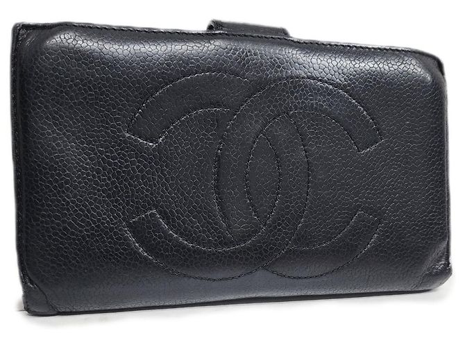 Trendy CC Chanel Caviar Leder Geldbörse Schwarz