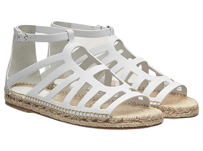 Hermès HERMES Costanza Espadrillas in Pelle Bianca T38 Bianco