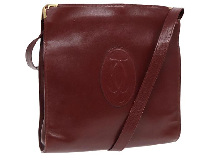 Borsa a spalla CARTIER in pelle rossa e oro Auth 85833 Rosso D'oro