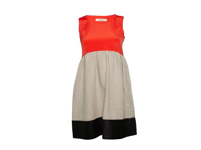Céline Celine, mehrfarbiges Kleid Schwarz Orange Grau