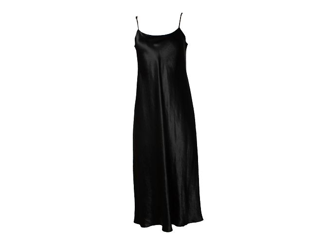 Vince, schwarzes glänzendes Midikleid