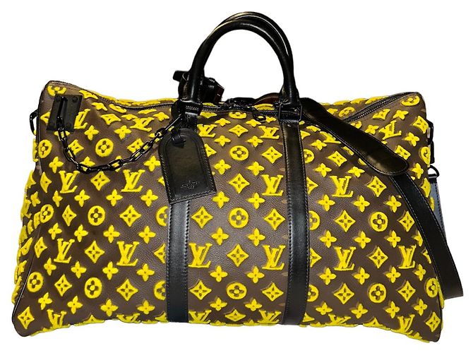 Keepall 50 Louis Vuitton bolsa de viaje triángulo amarillo Castaño