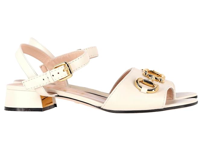 るびぃ Gucci Horsebit Block Sandal Heels in Cream Calfskin Leather