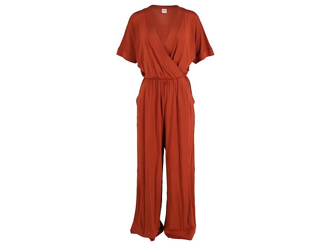 Macacão V-Neck Eolo com cinto da Max Mara em viscose laranja