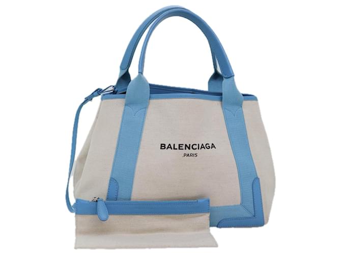 BALENCIAGA Navy Cabas S Hand Bag Canvas Blue Gray 339933 Auth ac3029 Brown Cloth  ref.1572718