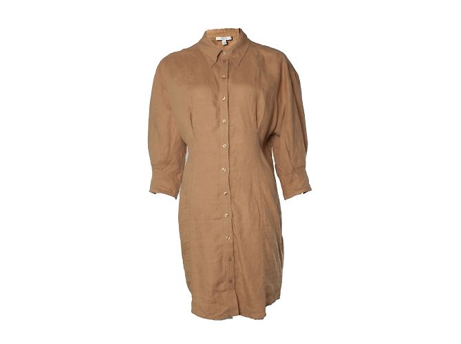 Autre Marque Casa de Dagmar, vestido de lino marrón Castaño
