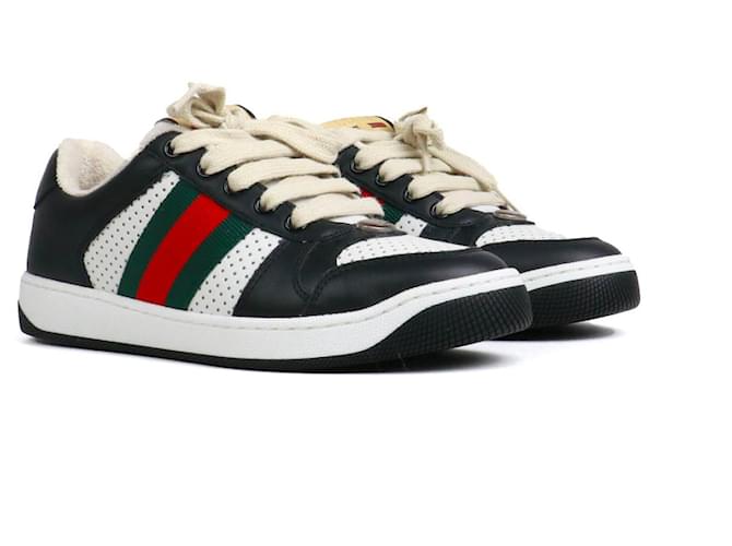 Black leather deals gucci trainers