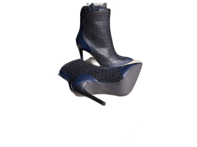 Botines John Galliano de piel negro y azul oscuro