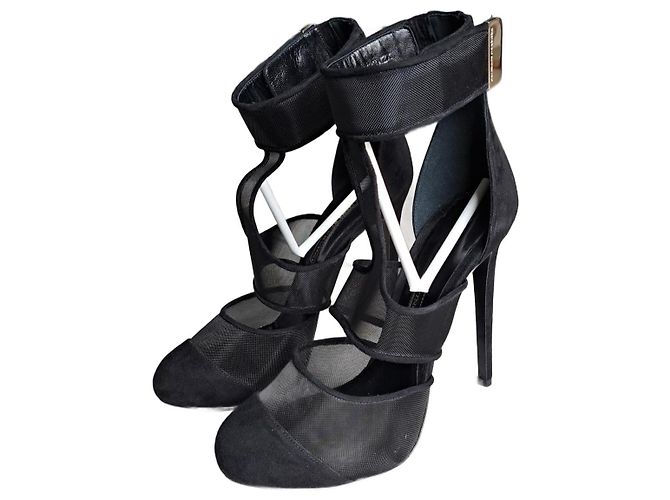 Ermanno Scervino Sandalen mit Absatz Schwarz Wildleder Größe 40