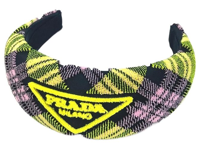 Diadema de nylon con logo triangular de Prada Rosa Amarillo