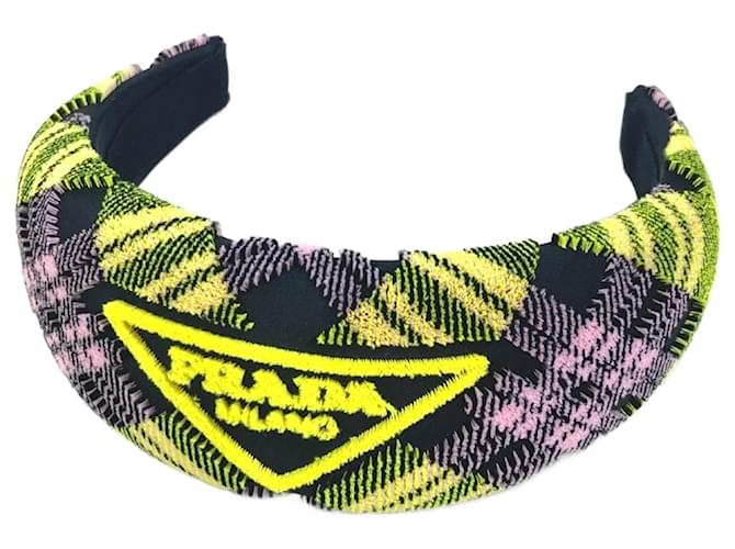 Faixa de cabelo de nylon com logo triangular Prada Rosa Amarelo