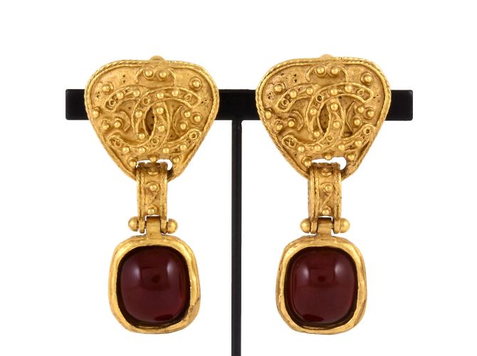 Orecchini Chanel Gripoa Coco Mark Clip Bordò 