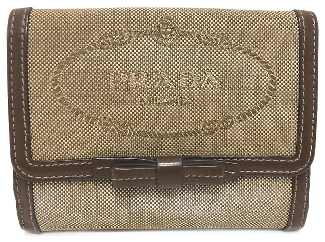 Prada Brown Jacquard Bi-Fold Wallet