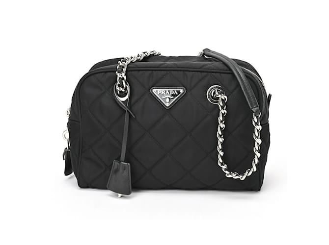 【無料郵送/関税込/正規品】 Prada Nylon Quilted Chain Mini Sh Prada Quilted Chain Shoulder Boston Bag Black Nylon ref