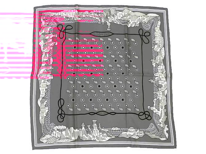 Foulard Hermès Bandana Carré 55 Les Canyons Étoiles Soie Rose  ref.1574772