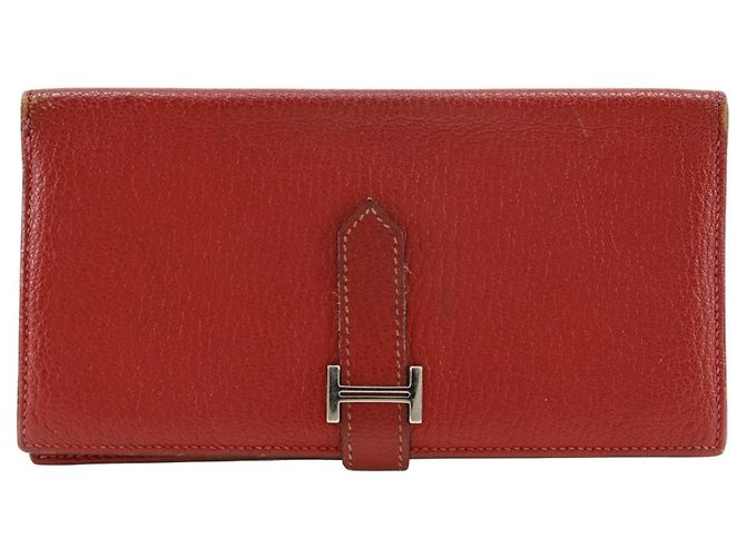 Hermès Billetera bi-fold HERMES Beansufla de Hermes Roja
