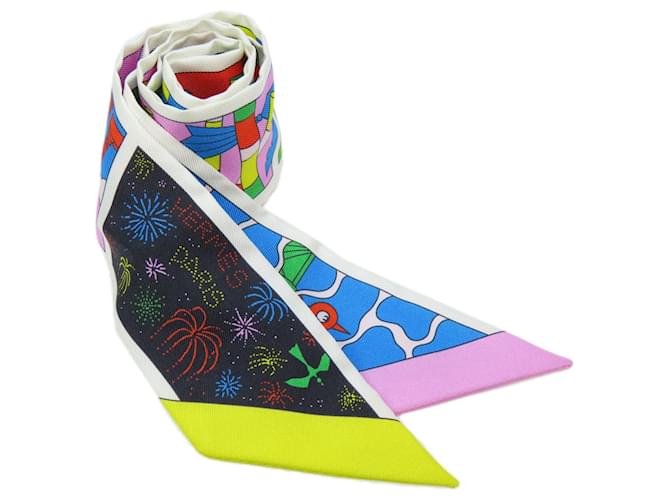 Hermès Hermes Twilly Scarf in Silk Red Blue Yellow  ref.1575180