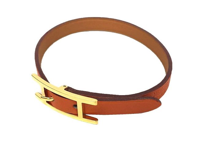 Pulseira de couro com charme Api3 da Hermès Laranja