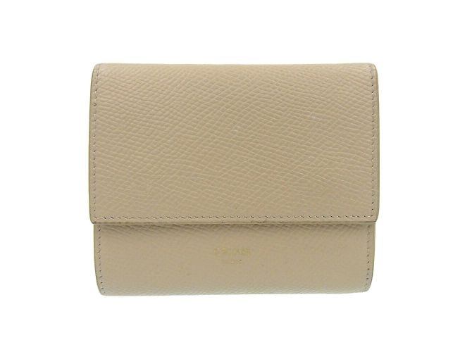 Céline Celine Beige Leather Trifold Wallet
