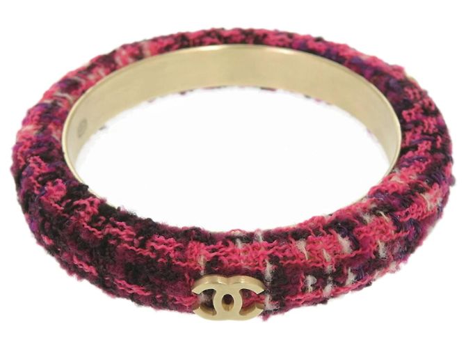 Chanel Coco Marca 09A Pulseira de Tweed Rosa Roxo