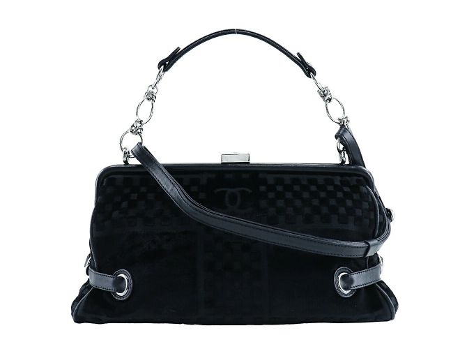 Borsa a spalla in velluto nero Chanel 