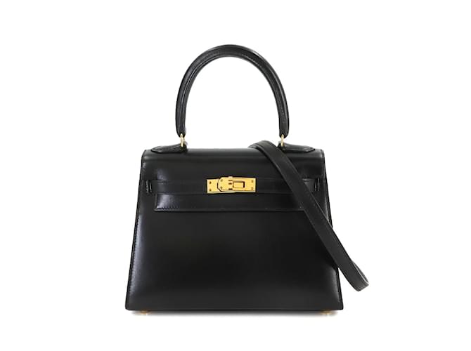 Hermès Hermes Kelly 20 Shoulder Bag Black Pony-style calfskin  ref.1576393