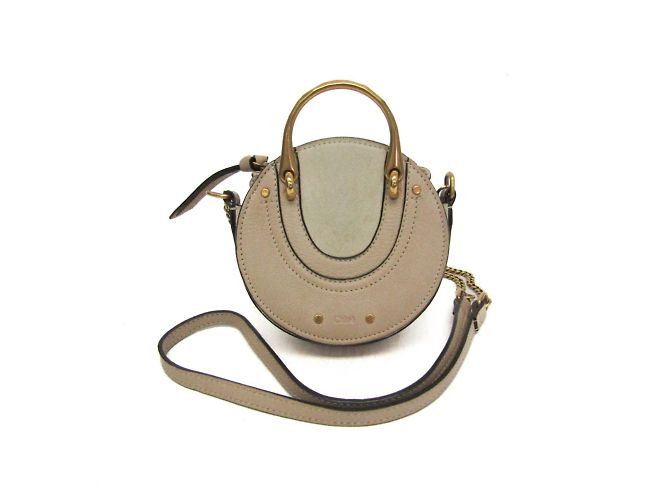 Borsa a spalla in pelle e suede beige Chloé Pixie Svezia