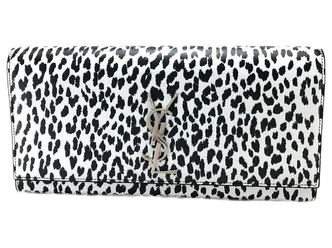 Cassandra Leopard Clutch von Saint Laurent Schwarz Weiß