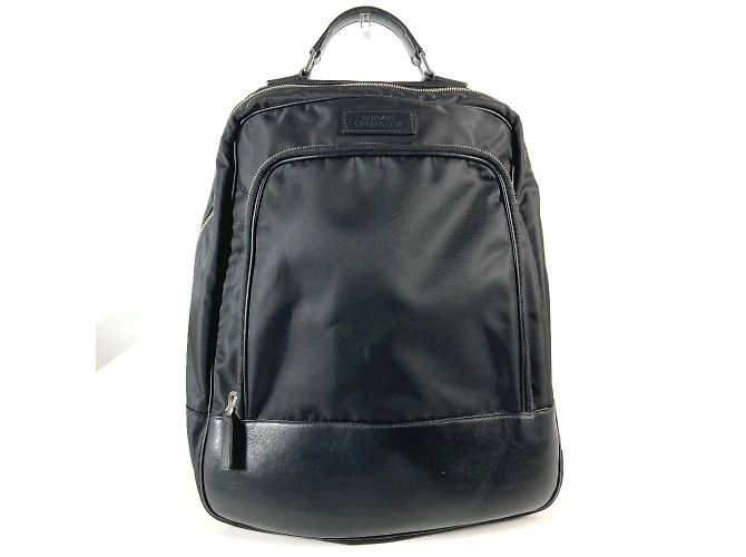 Zaino e borsa in nylon e pelle nera Versace Nero