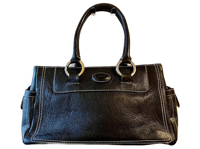 Tod's Sac noir avec des coutures blanches contrastées