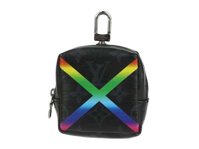 Louis Vuitton Bijoux Sac Square Pouch Keychain Black Multiple colors Leather Cloth  ref.1576907