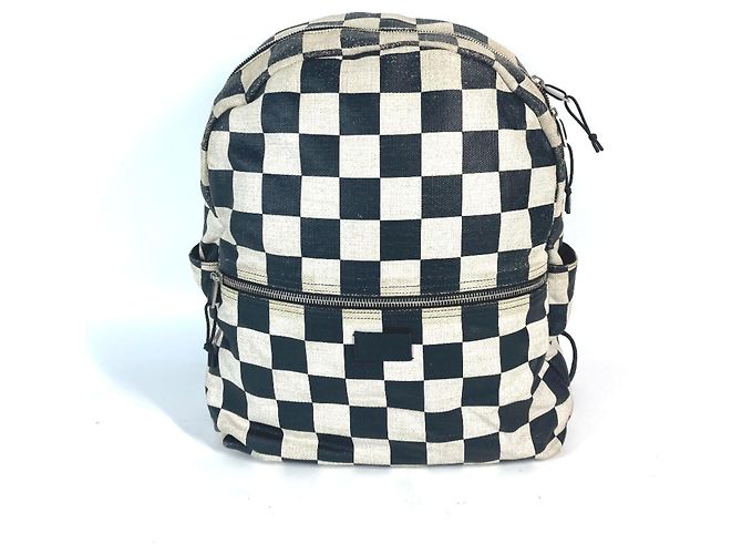 Saint Laurent Checkered Backpack Black Beige