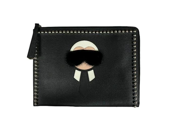 Fendi Carlito Clutch Bag Black Leather ref.1577092 Joli Closet