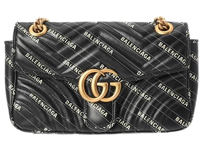 Gucci GG Marmont Balenciaga Collaboration Shoulder Bag Black