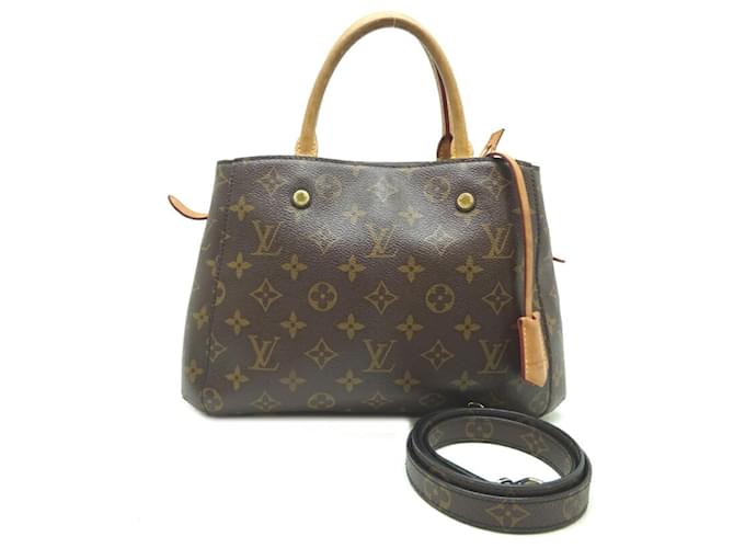 Louis Vuitton Montaigne BB Handbag Brown Monogram Patent leather  ref.1577339