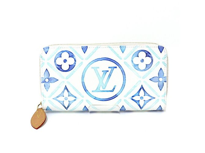Louis Vuitton Zippy Wallet White Blue Golden Monogram