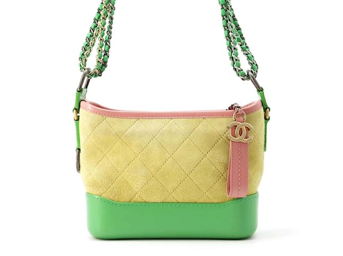 Chanel Gabrielle de Hobo Shoulder Bag Pink Green Yellow Suede Leather  ref.1578523
