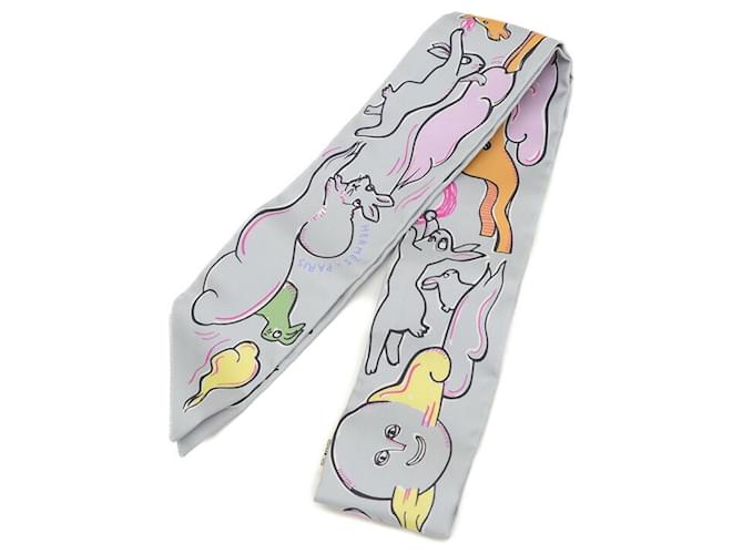 Hermès Foulard Twilly Hermes Mille et Une Lapins Soie  ref.1578822