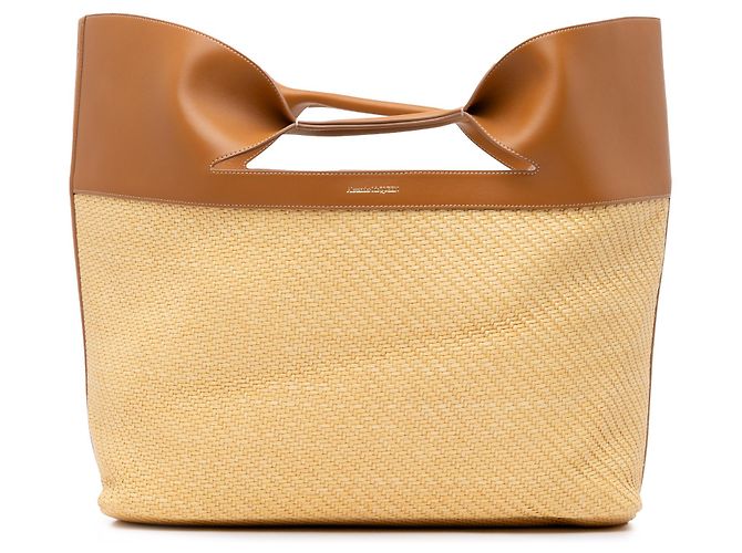 Alexander McQueen Brown Large Raffia The Bow Tote