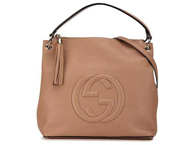 Gucci Gran Hobo Convertible Soho Marron Castano Beige Cuero Becerro ref.1579982 Joli Closet