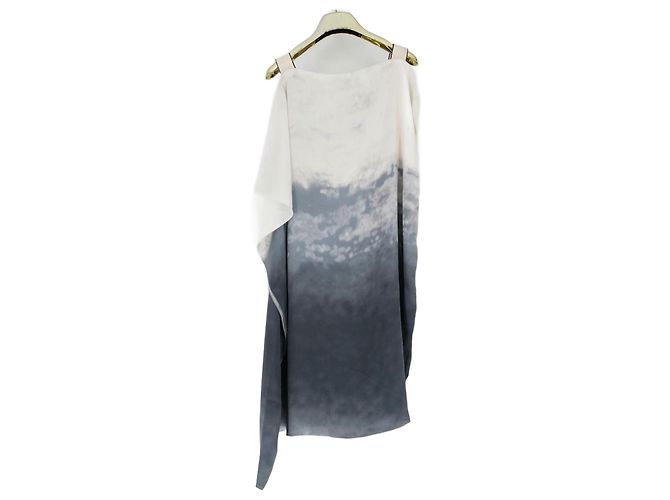 Vestido de seda degradado de Bottega Veneta Blanco Azul Gris