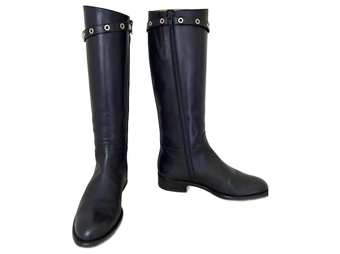 Autre Marque Navy Blue Riding Boots Leather ref.1582208 Joli Closet