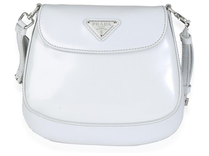 Prada Mini Cleo en cuir brossé bleu de maïs Marron