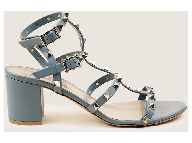 Valentino Garavani Rockstud Riemchensandalen 39.5 Blau Leder ref.1582790 Joli Closet
