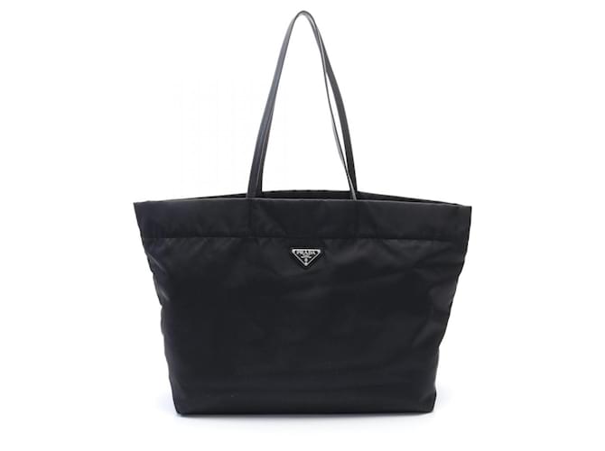 Prada Vela Tote Bag Black Leather Nylon ref.1583916 Joli Closet