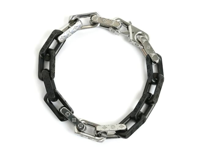 【LOUIS VUITTON】モノグラムchain bracelet Silver Black LOUIS VUITTON Metal Monogram Chain Bracelet Silver Black