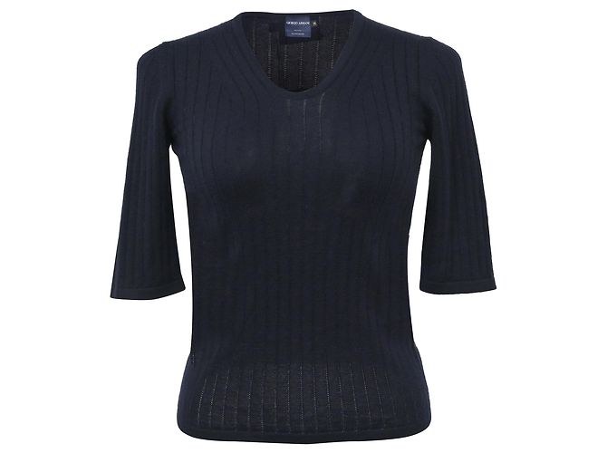 Giorgio Armani Strickoberteil aus schwarzem Kaschmir